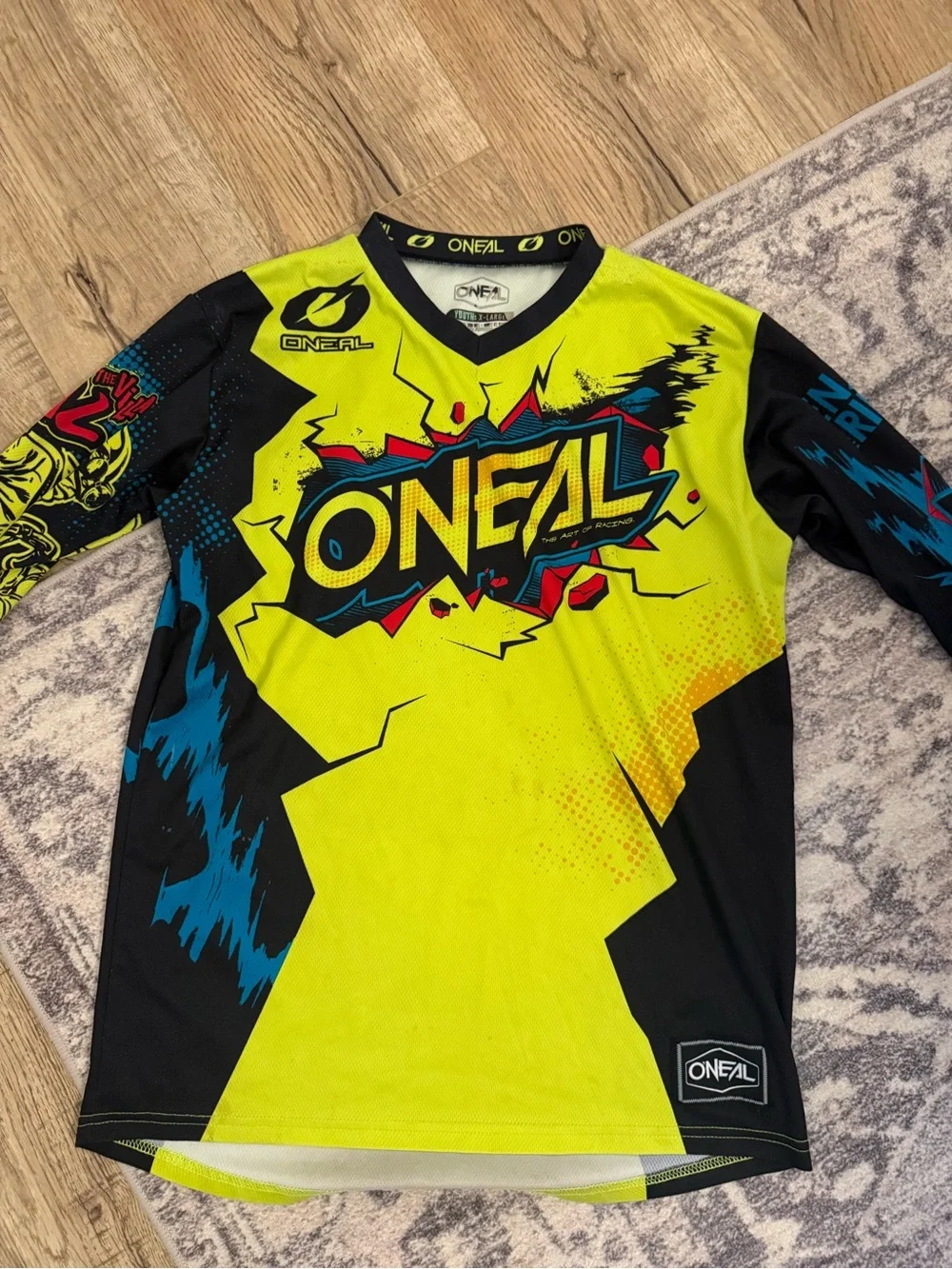 O'Neill Neon Yellow & Black Kids Long-Sleeve Motocross Jersey